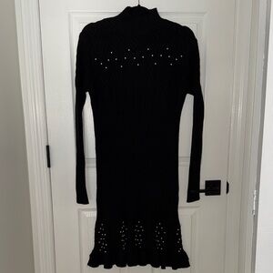 Elegant Black Midi Sweater Dress